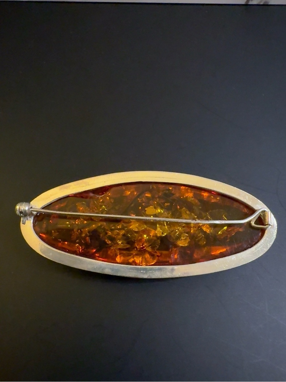 Vintage Sterling Silver Baltic Amber Brooch - Picture 2 of 3